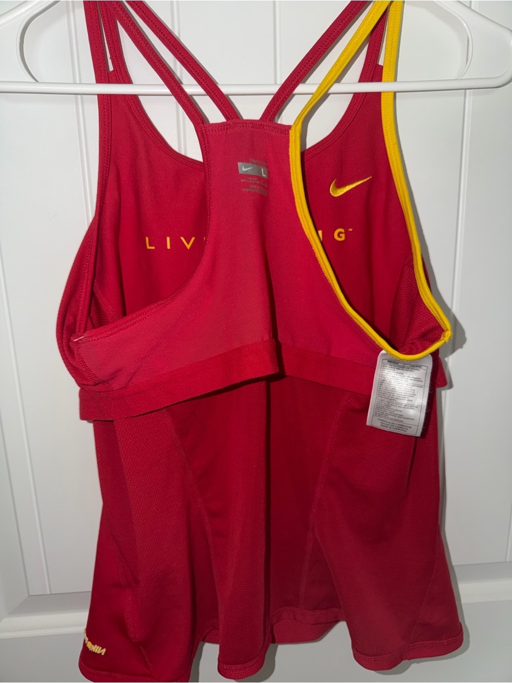Nike Red LIVESTRONG Athletic Tank with Yellow Trim - Picture 5 of 6